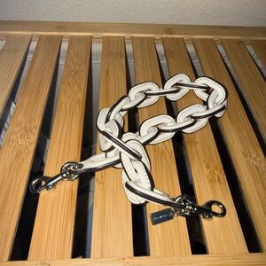 Coach White Chain Link Shoulder Strap with Silver Hardware